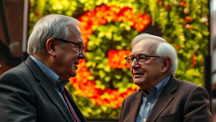 Warren Buffett discussing Kansas City investment strategies with Alphabet logo backdrop.