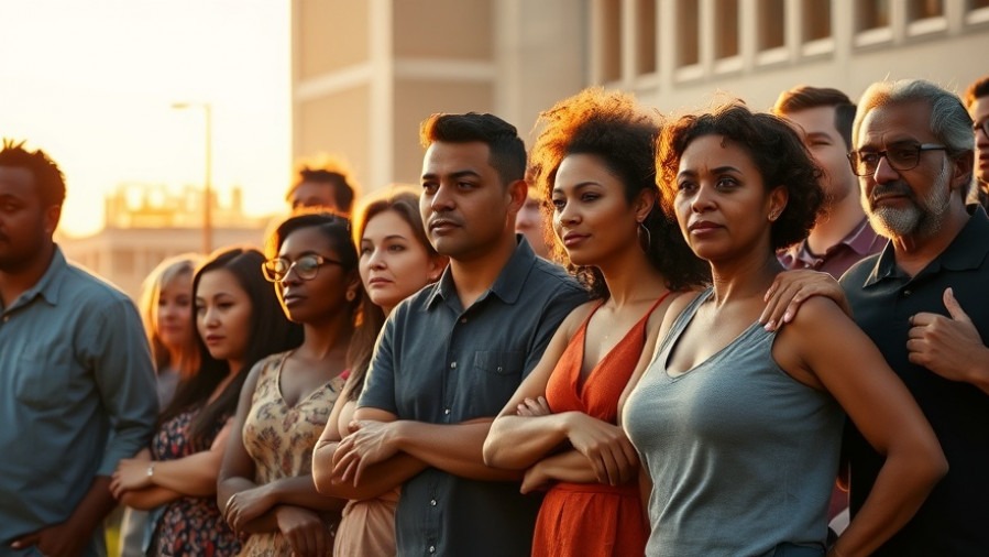 Diverse Kansas City residents united in solidarity during golden hour, showcasing local events.