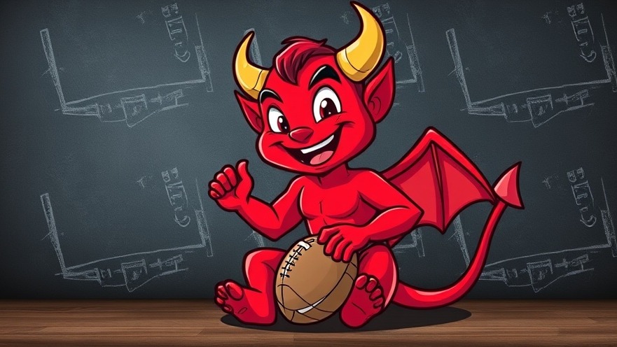 Cheerful red devil mascot promoting Kansas City small businesses, vibrant and dynamic.