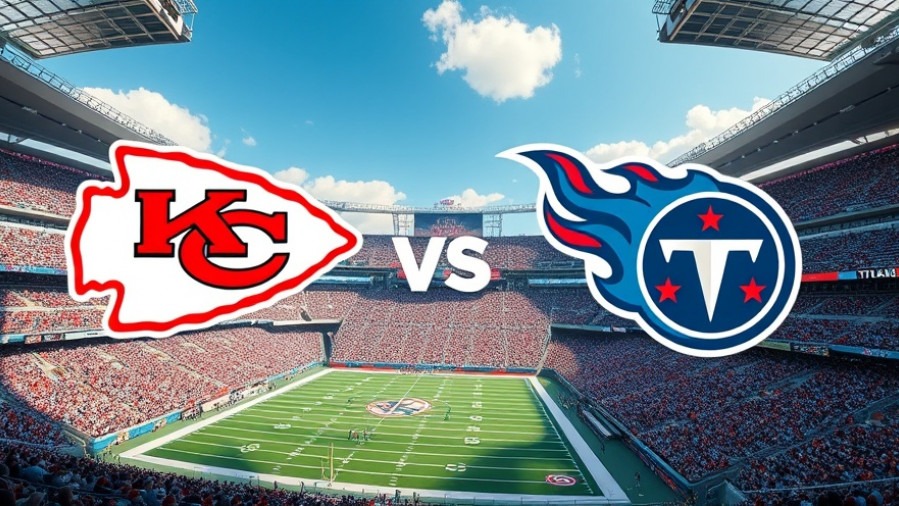 Photorealistic Kansas City Chiefs vs Tennessee Titans matchup in a vibrant stadium filled with fans.