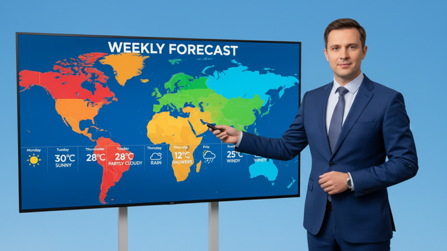 Professional male weather forecaster presenting local living insights in Kansas City.