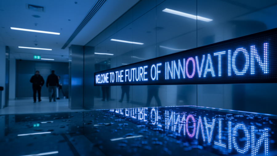 Bright LED sign welcoming events in Kansas City, showcasing local living.