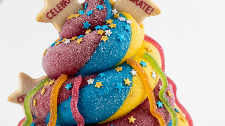 Vibrant frozen treat with star sprinkles, celebrating Kansas City local brands.