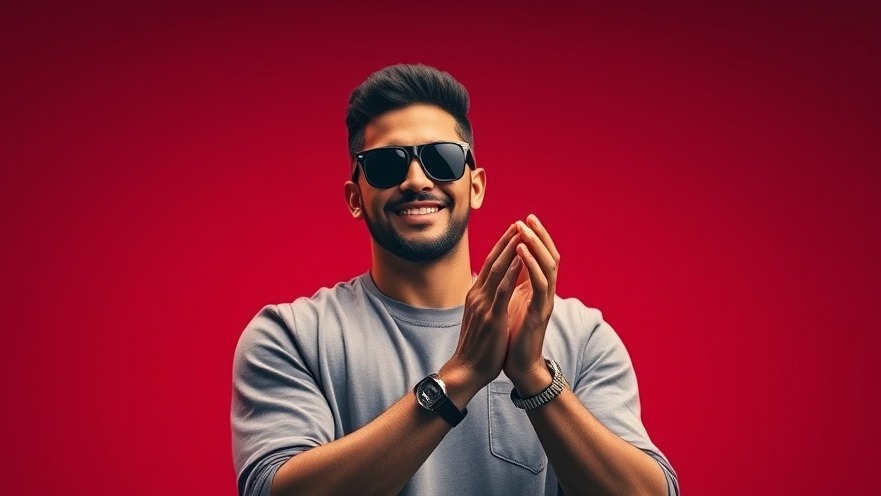 Patrick Mahomes clapping in casual wear against a red backdrop, representing the Kansas City Chiefs.