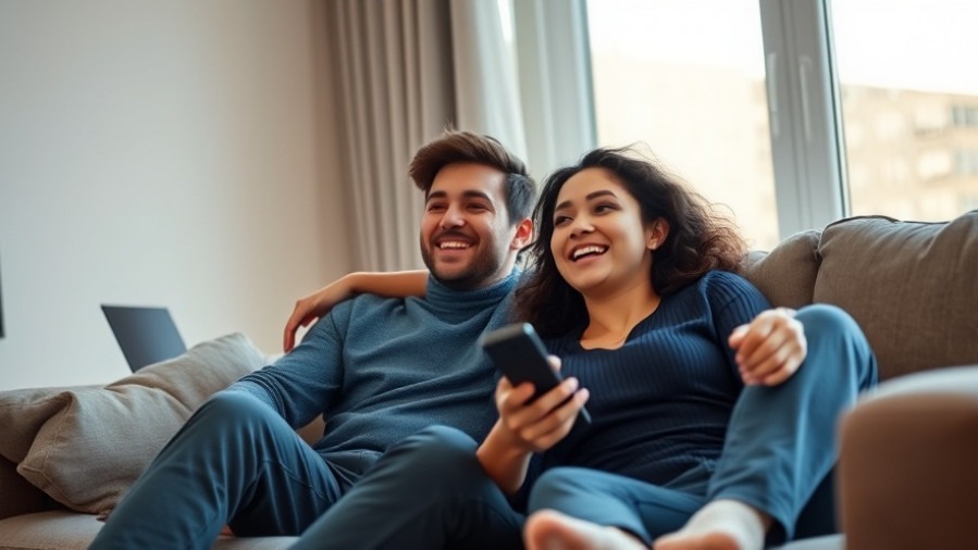 Cheerful young couple enjoying local Kansas City entertainment at home.
