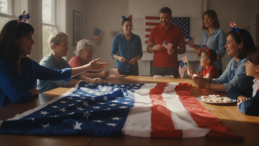 Patriotic gathering promoting public participation in Emporia community trust and data center controversy.