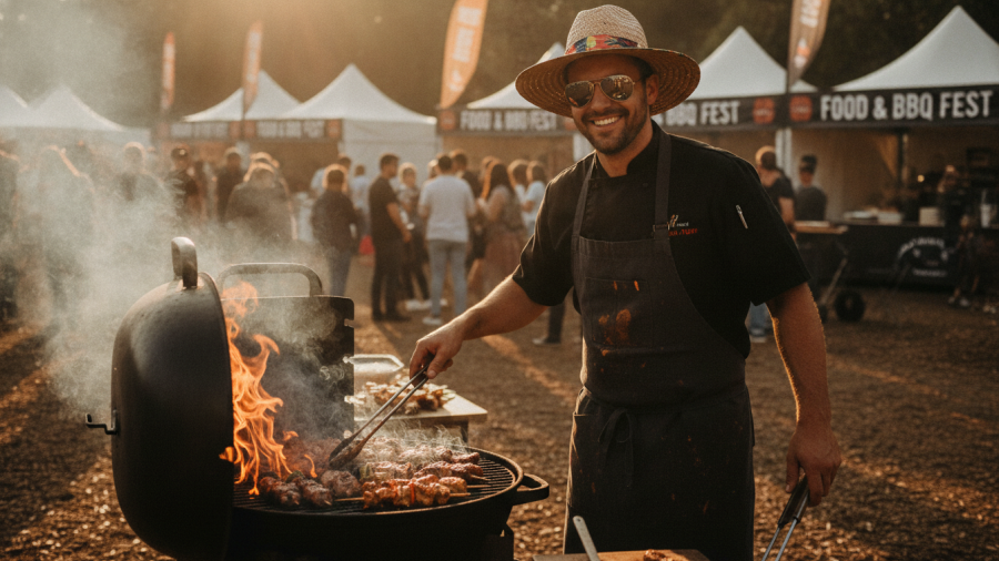 Dynamic culinary artist at a Kansas City summer events food festival.