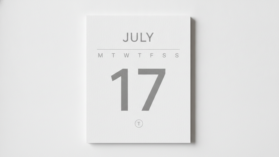 Minimalistic calendar page for Kansas City small businesses, July 17.