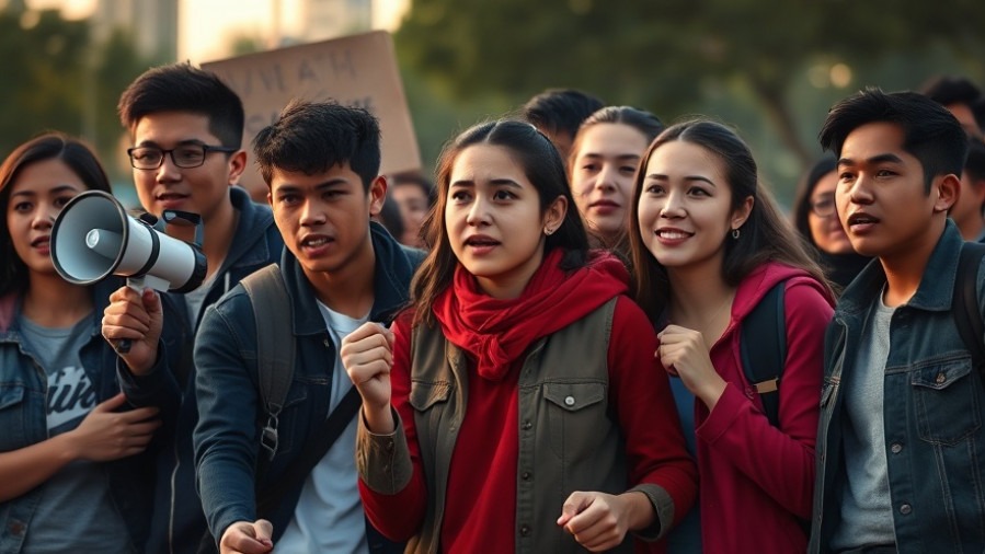 Determined young activists unite for immigration enforcement, showing community support.