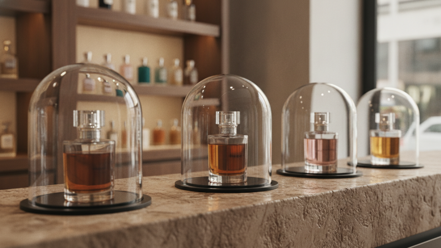 Elegant perfume bottles showcasing local scents for scent appreciation.