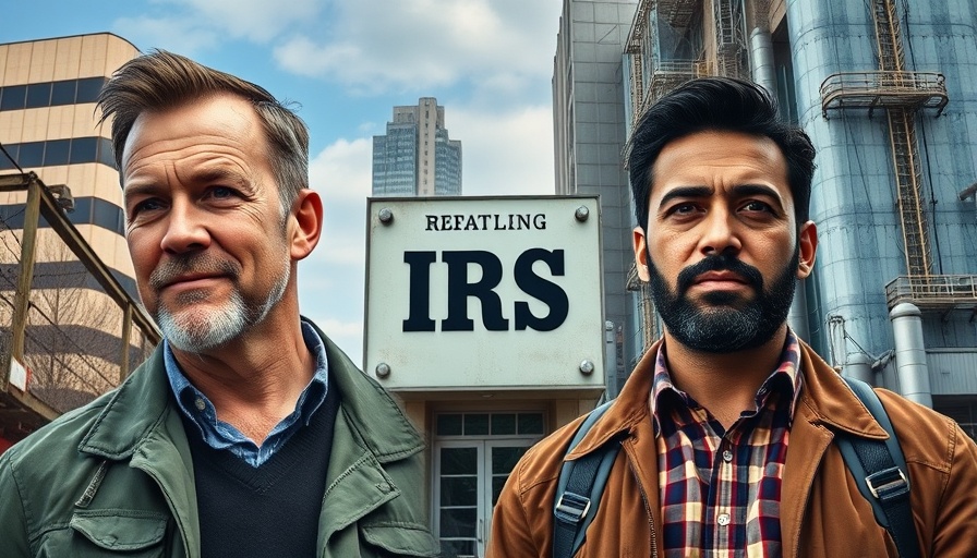 OpenAI IRS complaint collage with two men and IRS building.