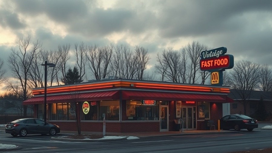 Vintage fast food restaurant in Kansas City, showcasing local living with a cozy evening glow.