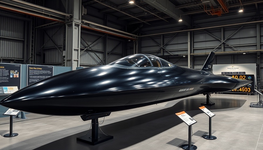 Sleek black hypersonic aircraft on museum display, highlighting hypersonic technology in warfare.