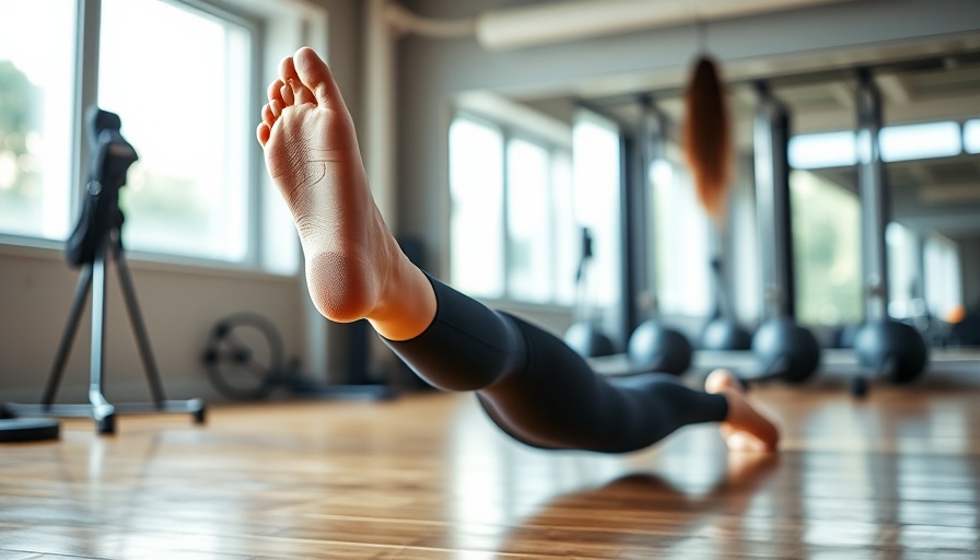Focused woman in foot training for stronger performance, stretching on mat.