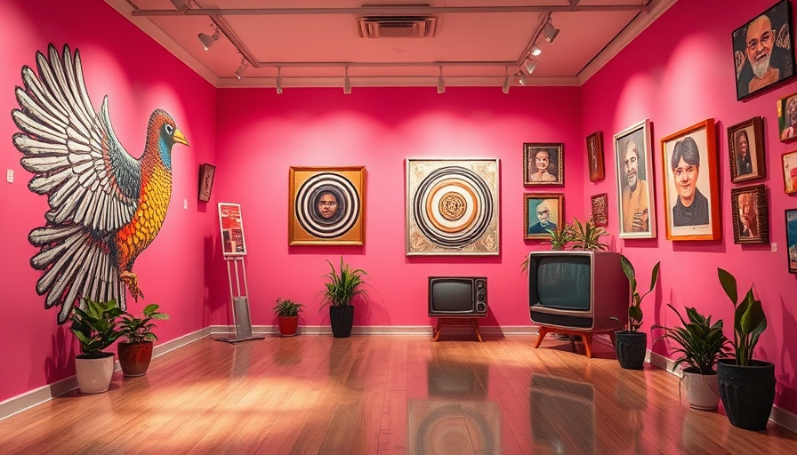 Kansas City local artists' gallery room with eclectic artworks.