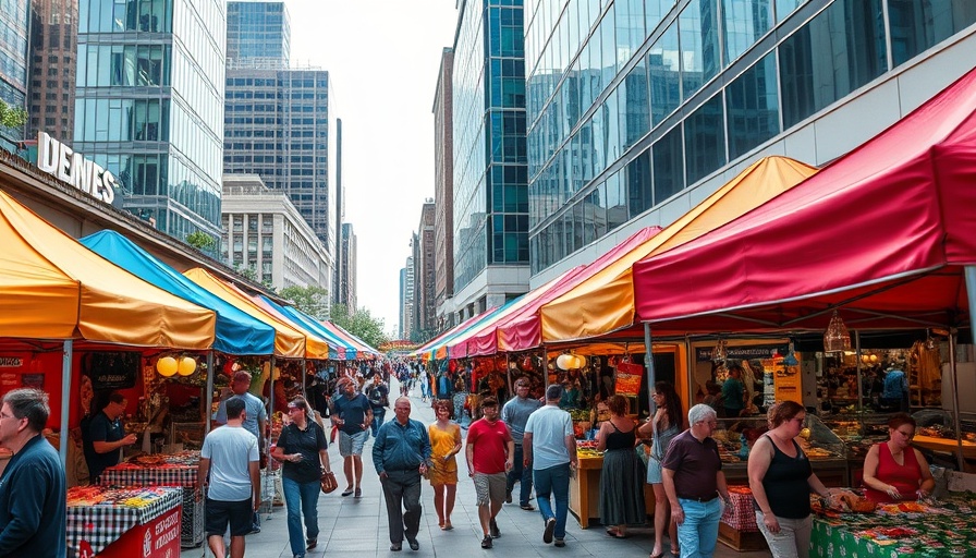 Kansas City events: outdoor market with colorful tents.
