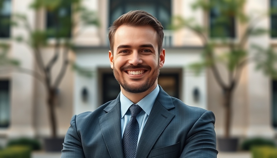 Portrait of a smiling man in a suit with a blurred background.