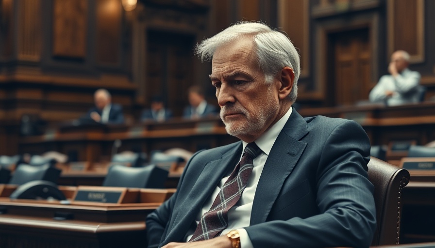 Legislator contemplating Kansas Medicaid cuts in chamber.