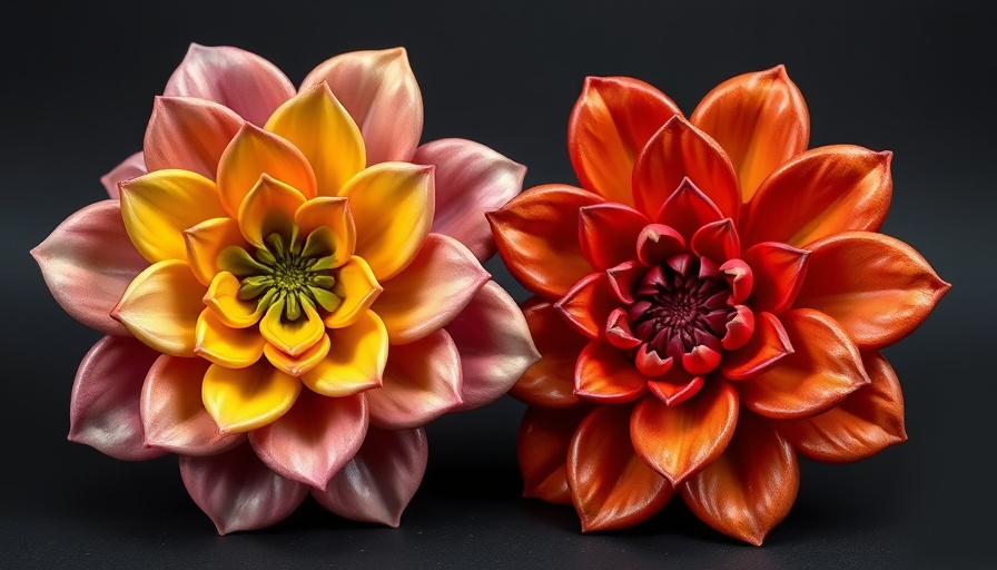 Linda Lighton's vibrant ceramic sculptures of stylized flowers.