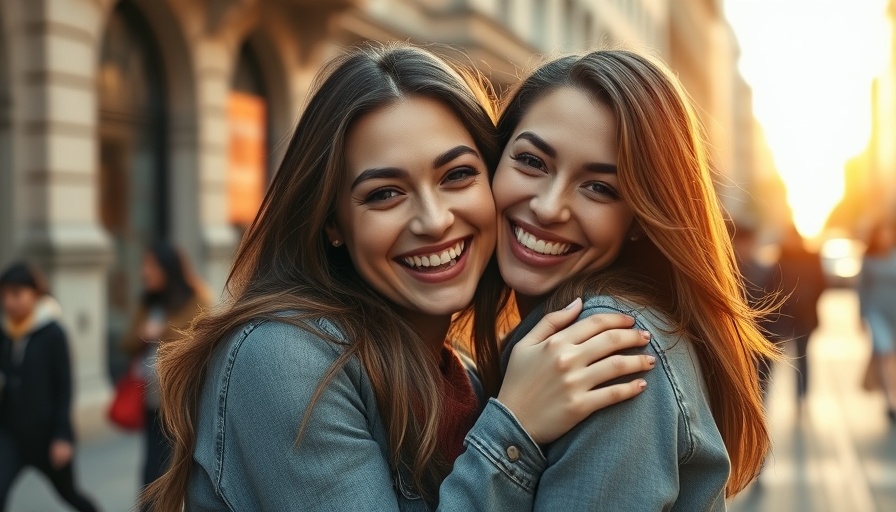 Two women embracing with joy, symbolizing friendship.