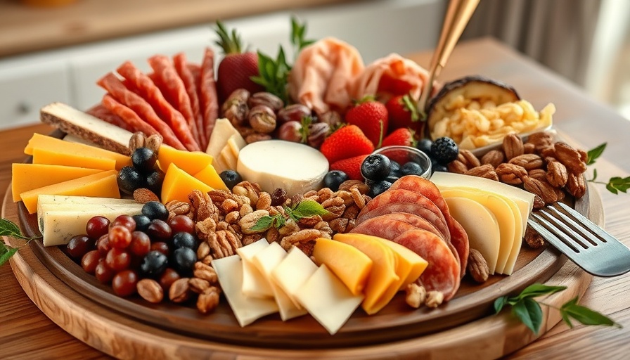 Kansas City charcuterie boards with fruits, meats, and cheeses, beautifully displayed.