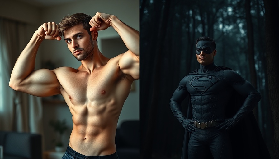 Nhut Le shares his behind-the-scenes transformation in a split-image of casual and superhero looks.