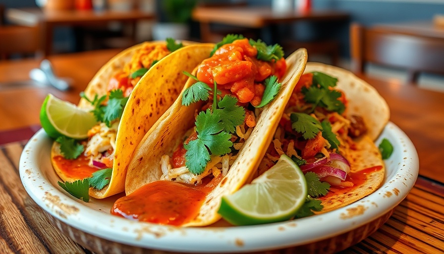 Delicious Coastal Mexican Cuisine tacos in Kansas City with fresh toppings.
