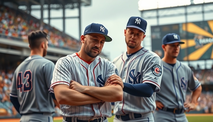 Baseball player with elbow discomfort being assisted by teammates.