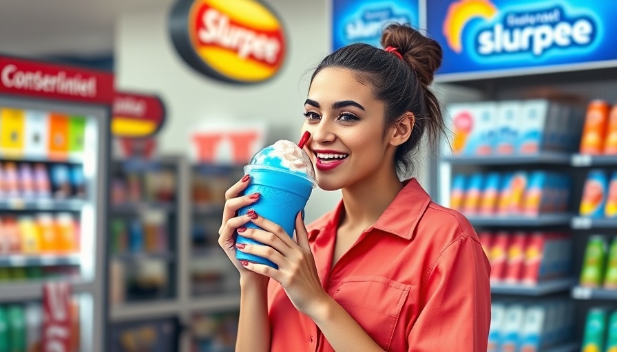 Joyful scene during Bring Your Own Cup Slurpee Day in Kansas City.