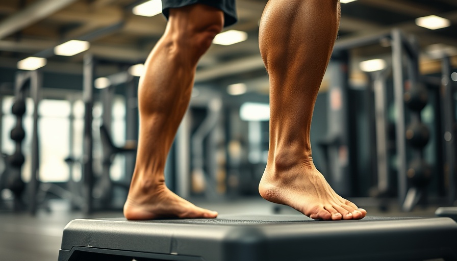 Muscular legs doing calf raises in gym for serious growth.