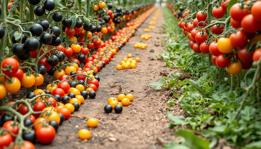 Colorful tomato plants in a garden, representing food on the Missouri frontier.
