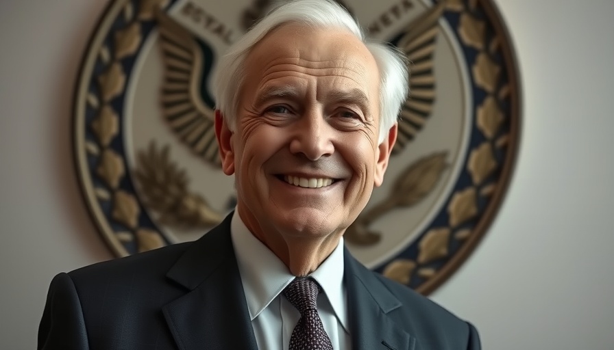 Man in suit smiling in front of emblem related to Kansas City special election recall.