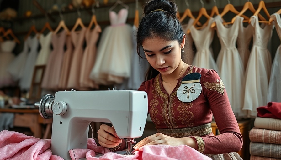 Seamstress creating Kansas City Ballet Nutcracker costume in workshop.
