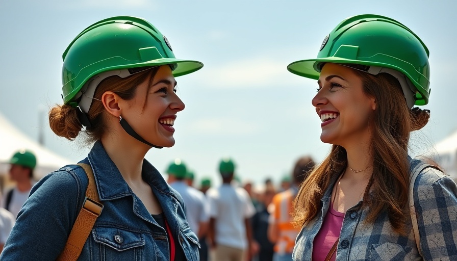 Two women conversing at Kansas City safety event outdoors.