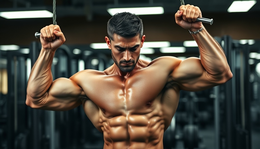 Man performing cable front raises in gym for shoulder training