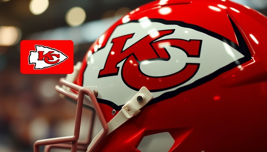 Kansas City Chiefs helmet and logo, bold graphic design highlighting team identity, Kansas City Chiefs depth chart.