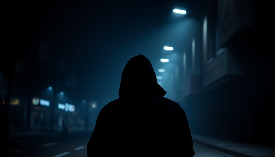 Mysterious figure in Kansas City neighborhood at night.