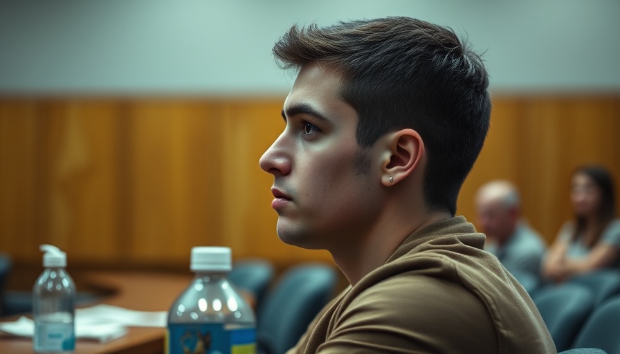 Trial scene with a young man in a courtroom, Kansas City neighborhoods context.