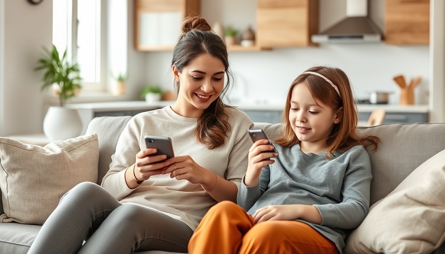 Mother observes daughter using phone, highlighting parental controls.