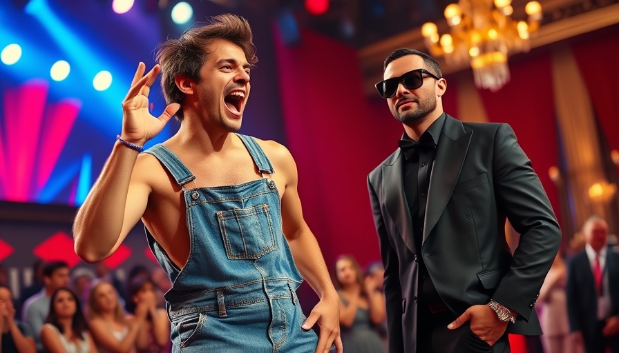 Bad Bunny Super Bowl Halftime Show performer and stylish red carpet duo in vibrant settings.