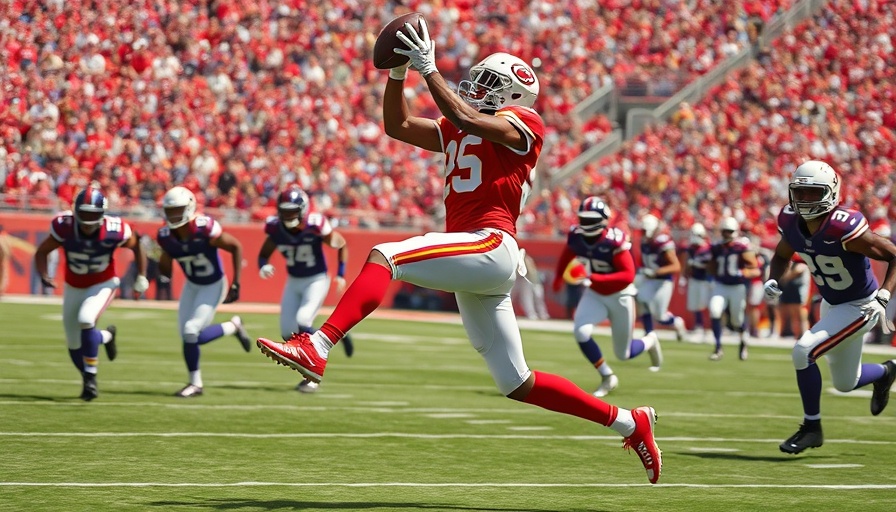 Kansas City Chiefs player making a catch during a game interception vs Baltimore.