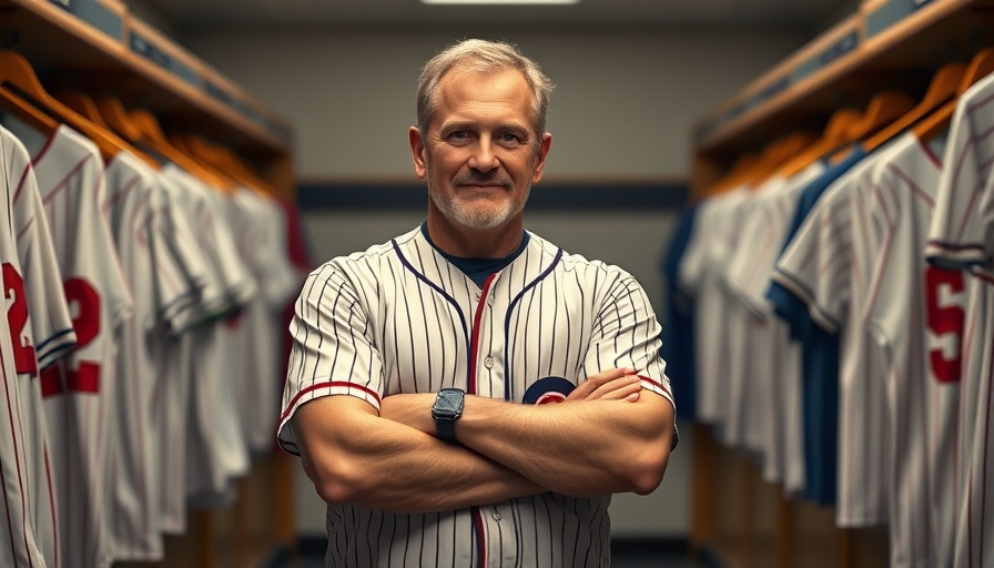 Man standing confidently in KC Royals locker room, baseball memorabilia authenticity theme.