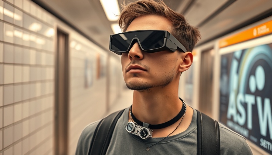 Wearable AI technology showcased in subway advertisement.