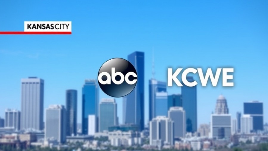 Dynamic Kansas City neighborhoods skyline with KMBC 9 ABC and KCWE logos