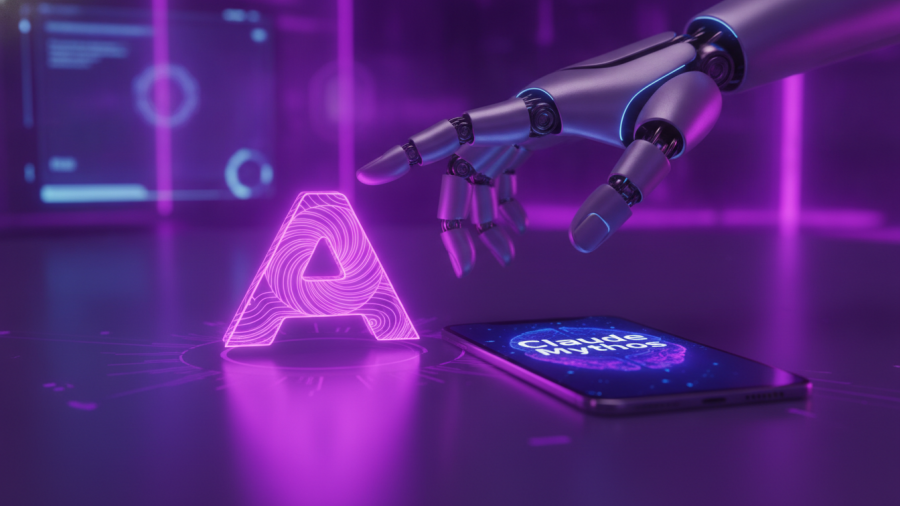 Futuristic robotic hand touching Anthropic logo, symbolizing AI innovation and governance.