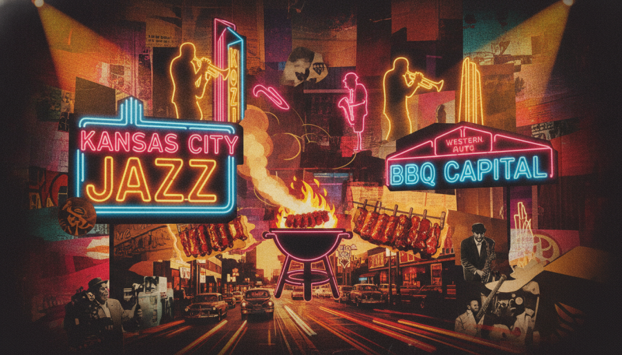 Vibrant Kansas City local businesses collage showcasing culture and public art projects.