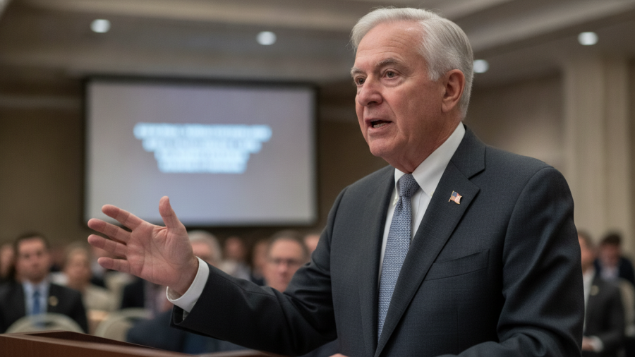 Speaker discusses stopping mass migration's impact on jobs and wages.