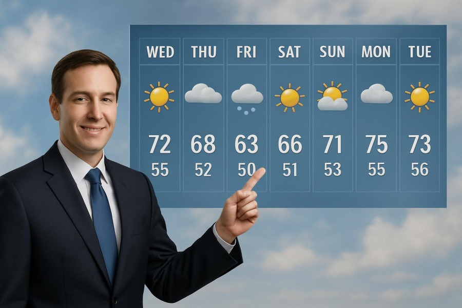 Meteorologist presents 9-day weather forecast for KC suburban life events.