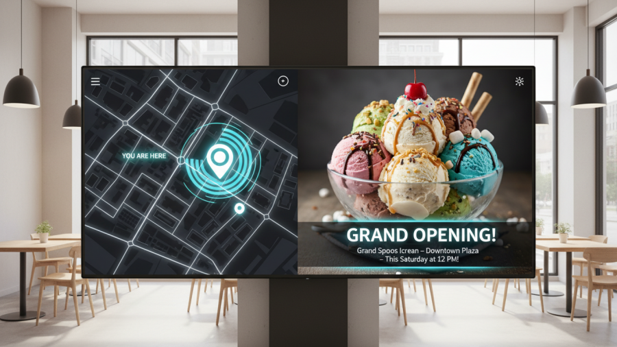 Grand opening of a local ice cream shop in Kansas City neighborhoods with vibrant ice cream displays.