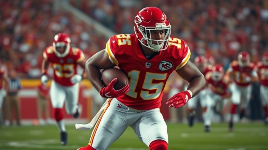 KC Chiefs player in action on the field, highlighting the kansas city chiefs depth chart.